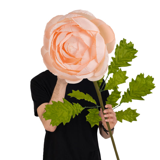 Ranunculus artificial D22xH100 cm piersica cu tulpina gigant L fara suport