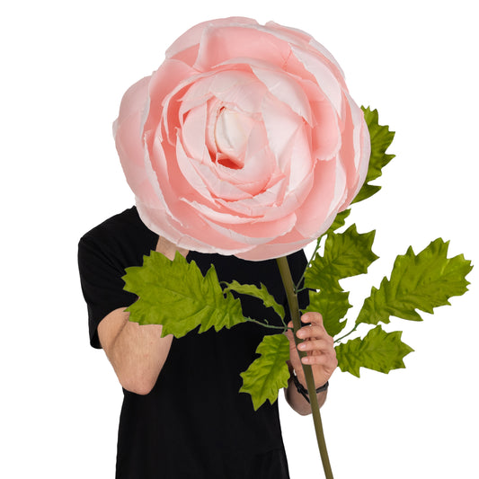 Ranunculus artificial D22xH100 cm roz deschis cu tulpina gigant L fara suport