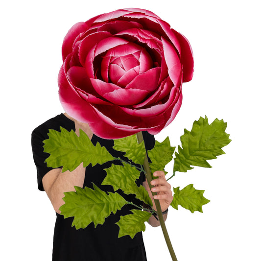 Ranunculus artificial D22xH100 cm roz magenta cu tulpina gigant L fara suport