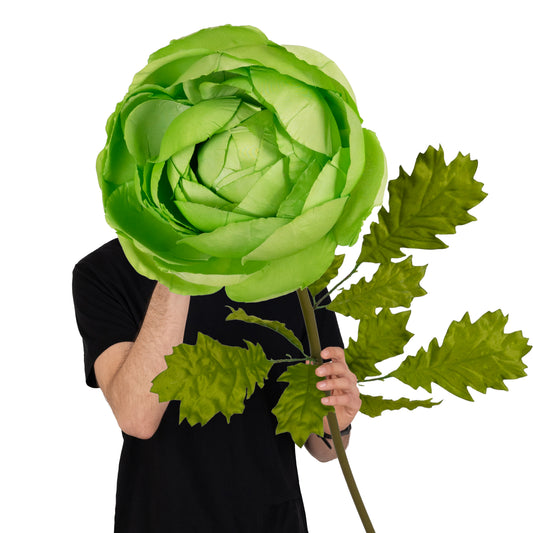 Ranunculus artificial D22xH100 cm verde cu tulpina gigant L fara suport