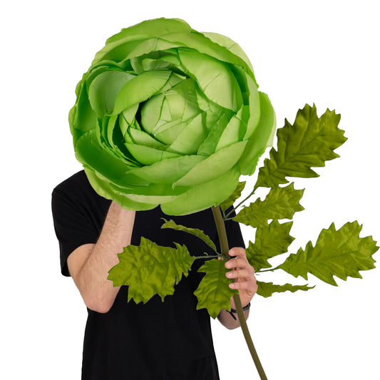 Ranunculus artificial D22xH100 cm verde cu tulpina gigant L fara suport
