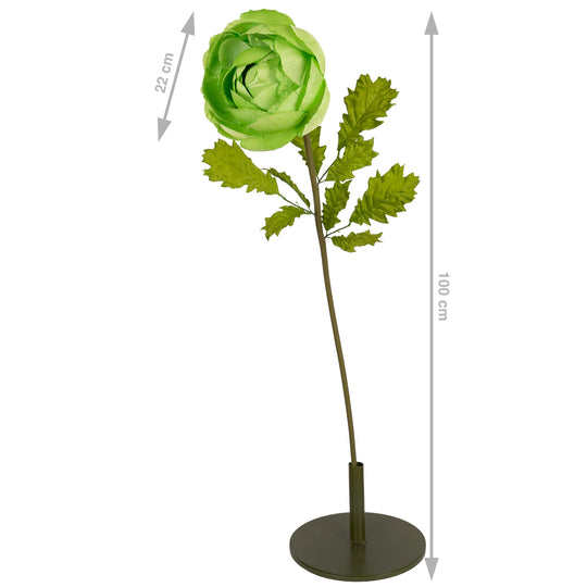 Ranunculus artificial D22xH100 cm verde cu tulpina gigant L fara suport