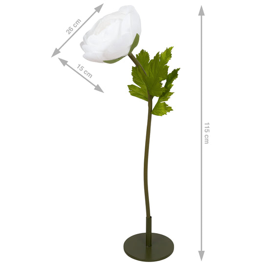 Ranunculus artificial D26xH115 cm alb cu tulpina gigant XL fara suport