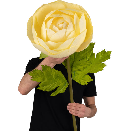 Ranunculus artificial D26xH115 cm galben cu tulpina gigant XL fara suport