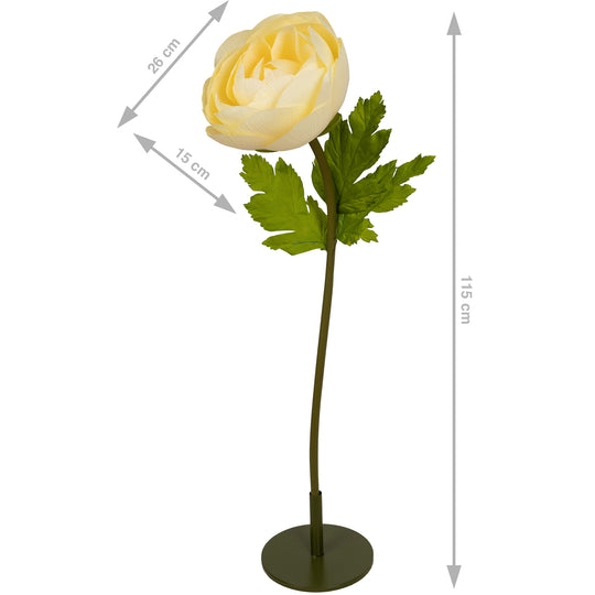 Ranunculus artificial D26xH115 cm galben cu tulpina gigant XL fara suport
