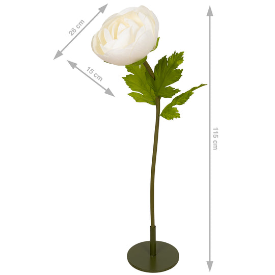 Ranunculus artificial D26xH115 cm ivory cu tulpina gigant XL fara suport