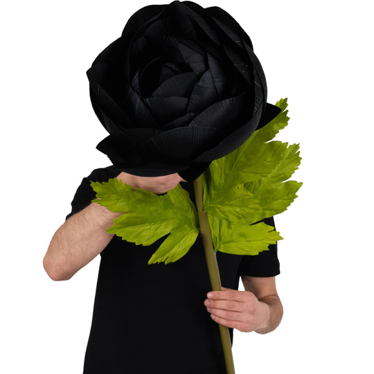 Ranunculus artificial D26xH115 cm negru cu tulpina gigant XL fara suport