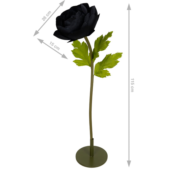 Ranunculus artificial D26xH115 cm negru cu tulpina gigant XL fara suport