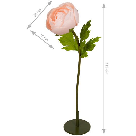 Ranunculus artificial D26xH115 cm piersica cu tulpina gigant XL fara suport