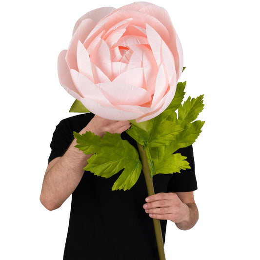 Ranunculus artificial D26xH115 cm roz deschis cu tulpina gigant XL fara suport