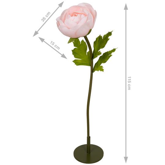 Ranunculus artificial D26xH115 cm roz deschis cu tulpina gigant XL fara suport