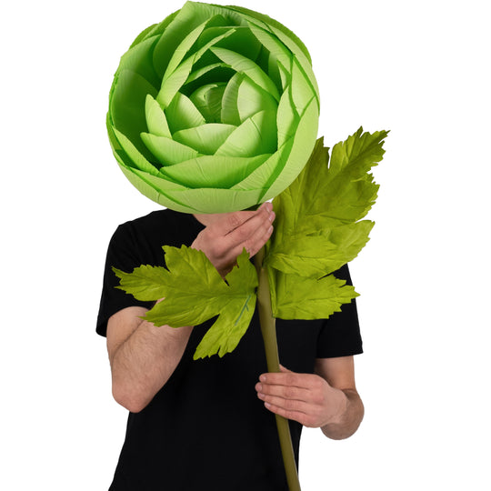 Ranunculus artificial D26xH115 cm verde cu tulpina gigant XL fara suport