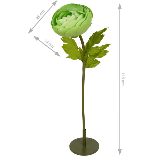 Ranunculus artificial D26xH115 cm verde cu tulpina gigant XL fara suport