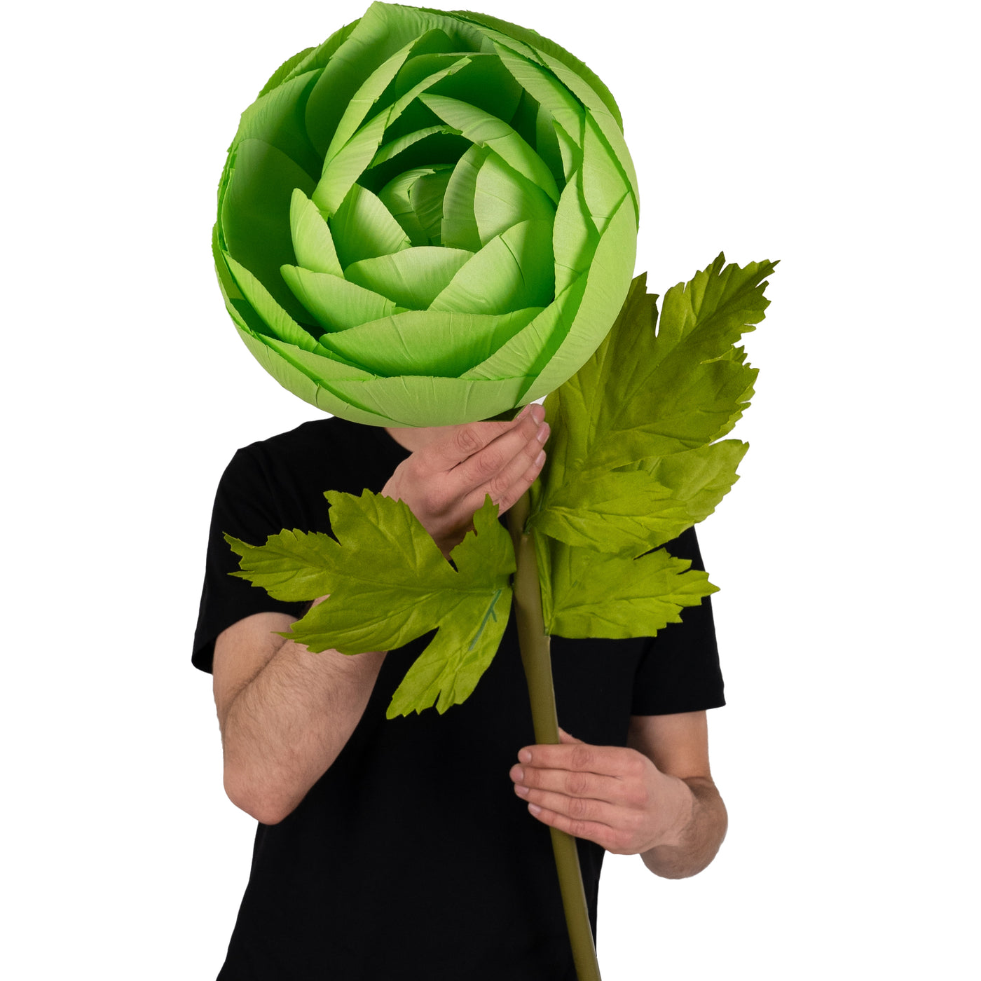 Ranunculus artificial D32xH115 cm verde cu tulpina gigant XL fara suport