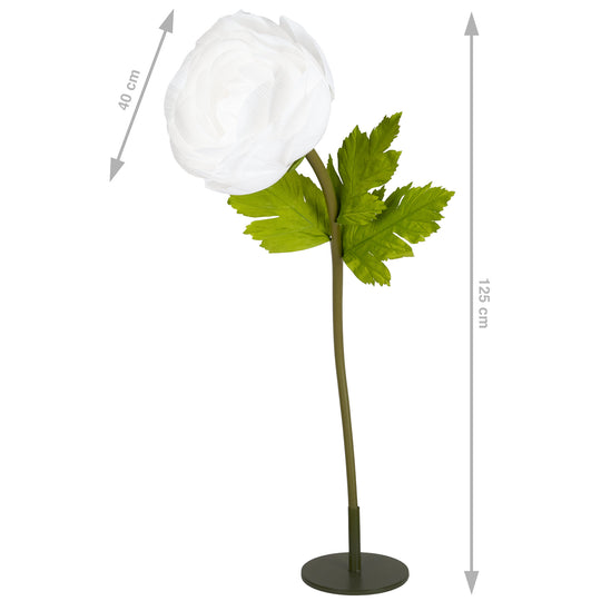 Ranunculus artificial D40xH125 cm alb cu tulpina gigant XXL fara suport