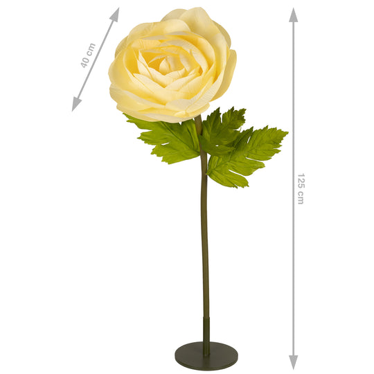 Ranunculus artificial D40xH125 cm galben cu tulpina gigant XXL fara suport