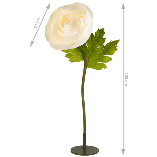 Ranunculus artificial D40xH125 cm ivory cu tulpina gigant XXL fara suport