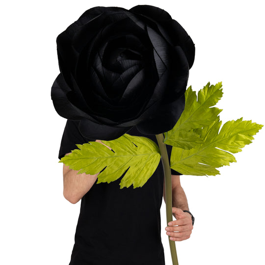 Ranunculus artificial D40xH125 cm negru cu tulpina gigant XXL fara suport