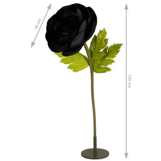 Ranunculus artificial D40xH125 cm negru cu tulpina gigant XXL fara suport