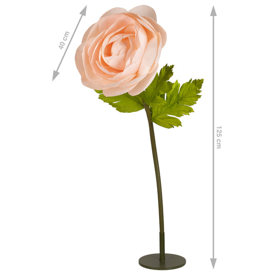 Ranunculus artificial D40xH125 cm piersica cu tulpina gigant XXL fara suport