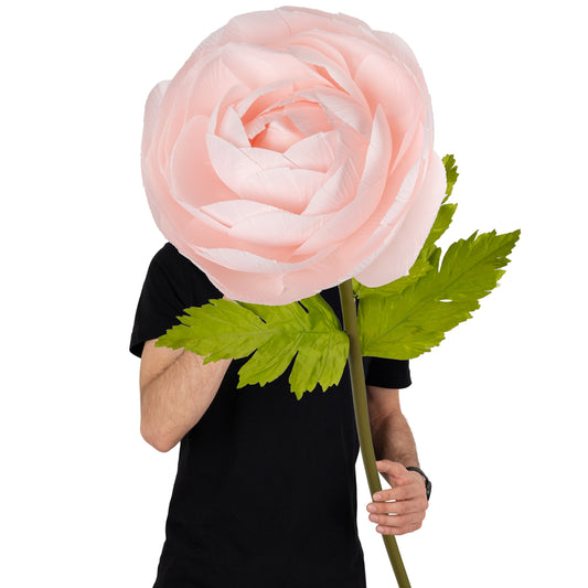 Ranunculus artificial D40xH125 cm roz deschis cu tulpina gigant XXL fara suport