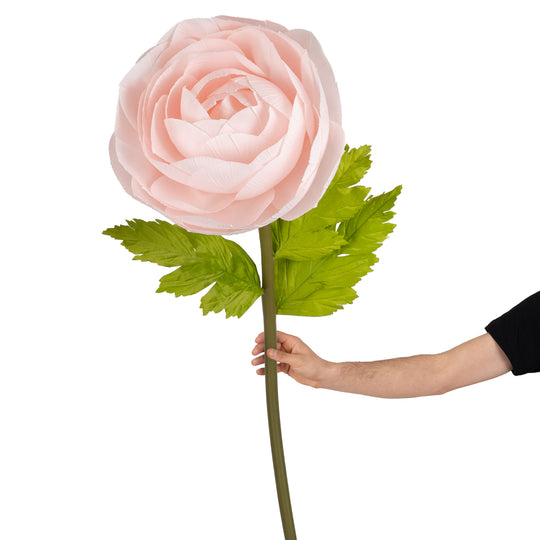 Ranunculus artificial D40xH125 cm roz deschis cu tulpina gigant XXL fara suport
