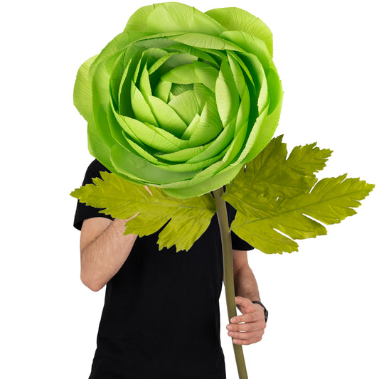 Ranunculus artificial D40xH125 cm verde cu tulpina gigant XXL fara suport
