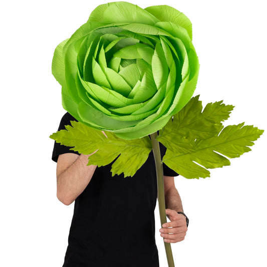 Ranunculus artificial D40xH125 cm verde cu tulpina gigant XXL fara suport
