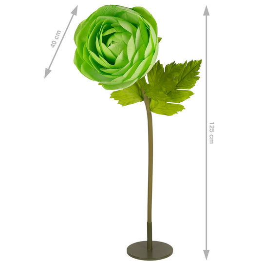 Ranunculus artificial D40xH125 cm verde cu tulpina gigant XXL fara suport