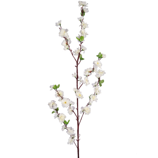 Crenguta artificiala de piersic cu flori H120 cm. alb