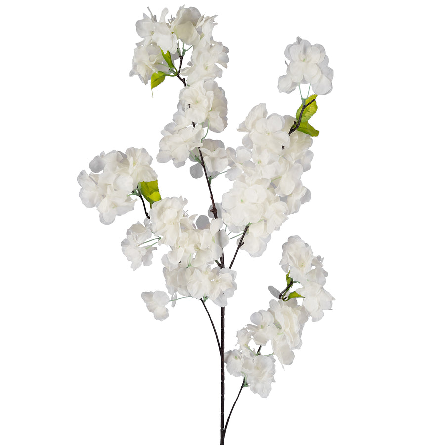 Crenguta artificiala de cires 4 ramuri cu flori H100 cm. alb