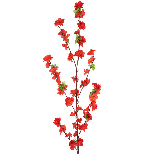 Crenguta artificiala de piersic cu flori H120 cm. rosu
