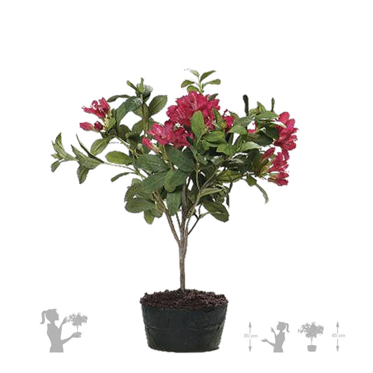 Rhodendron artificial cu flori rosii H45cm HO