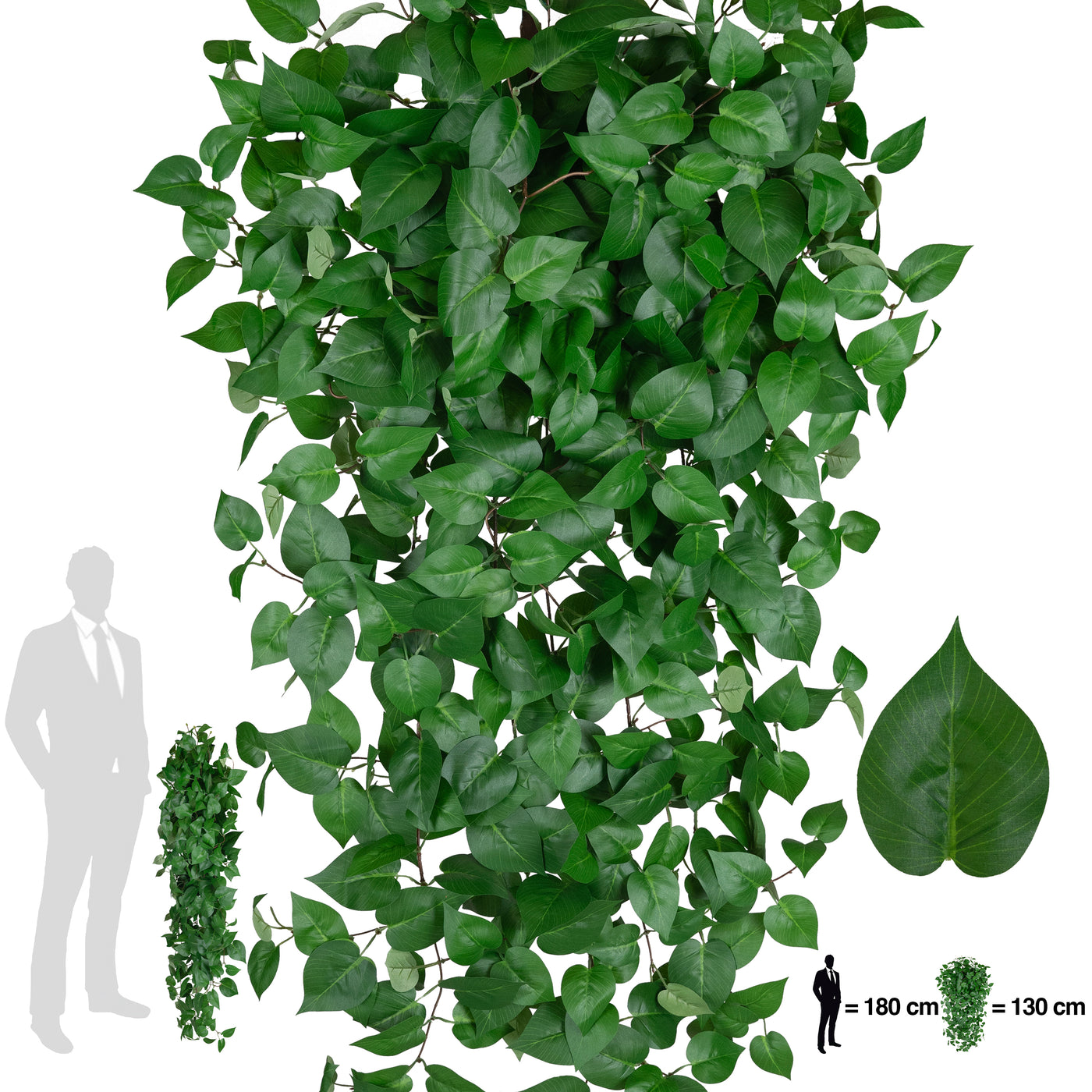 Scindapsus artificial 130 cm cu 570 frunze. verde deschis