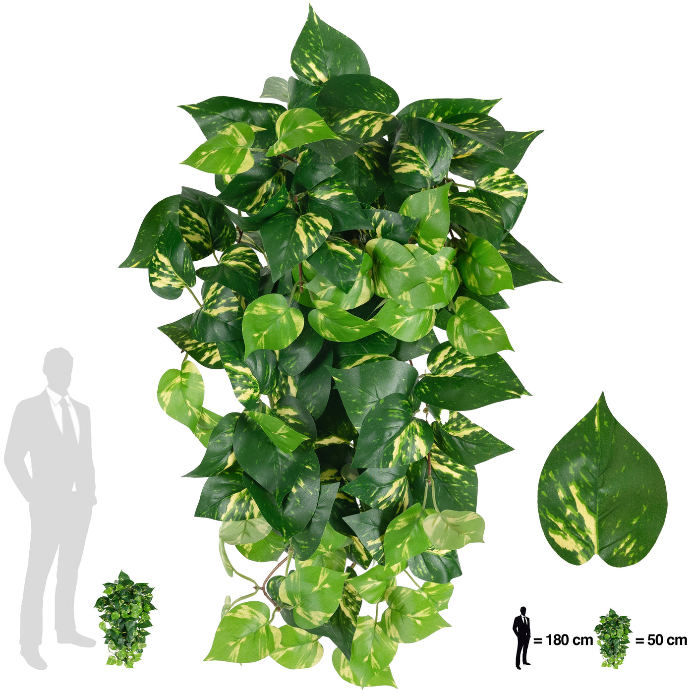 Scindapsus artificial 50 cm cu 128 frunze. verde - galben