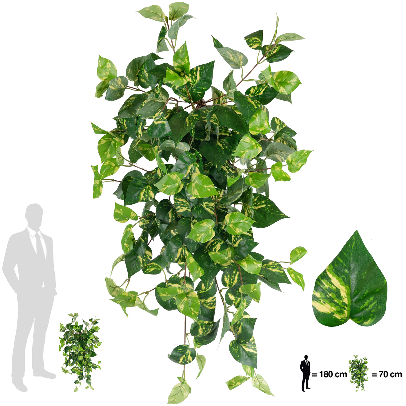 Scindapsus artificial W50xH70 cm cu 202 frunze. verde - galben