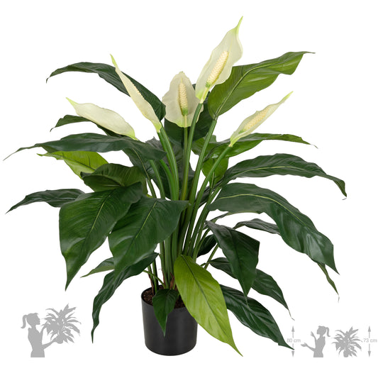 Spathiphyllum artificial cu flori albe De Luxe H73 cm