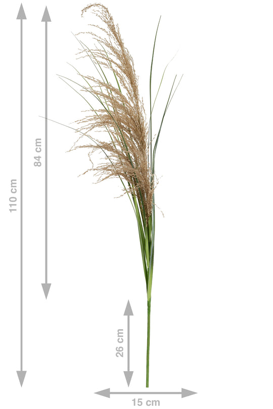 Spic iarba artificiala 110 cm cu 1 floare naturala de pampas bej deschis