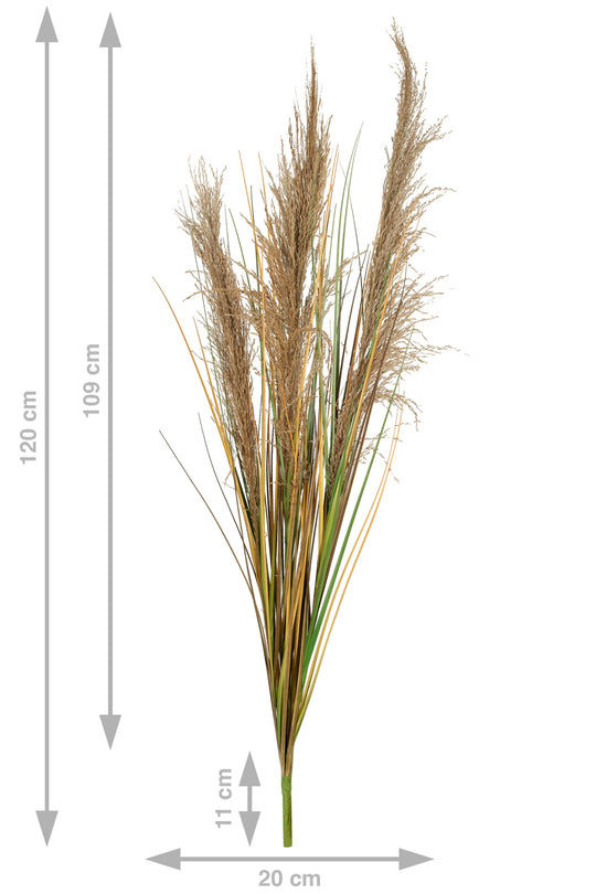 Spic iarba artificiala 120 cm cu 3 flori naturala de pampas bej