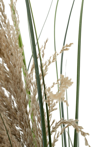 Spic iarba artificiala 140 cm cu 1 floare naturala de pampas bej deschis