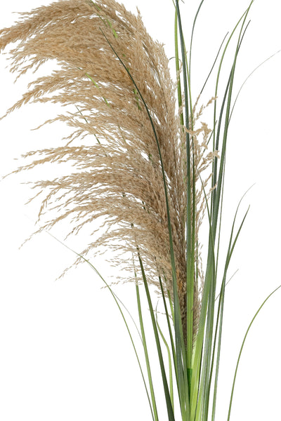 Spic iarba artificiala 140 cm cu 1 floare naturala de pampas bej deschis