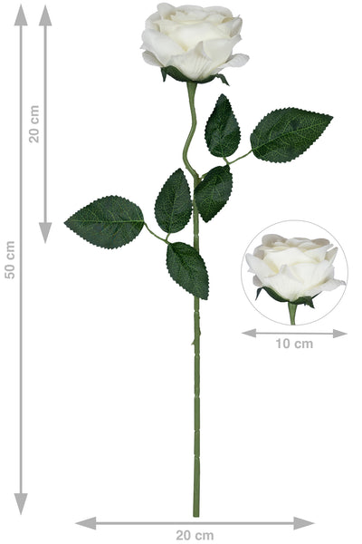 Trandafir artificial alb D20xH50 cm