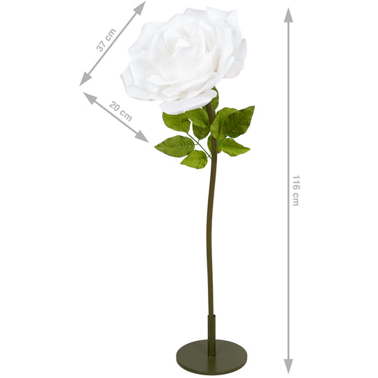 Trandafir artificial D37xH116 cm alb cu tulpina fara suport