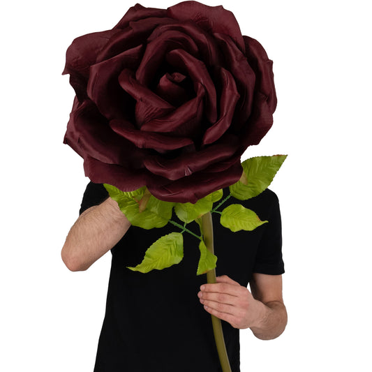 Trandafir artificial D37xH116 cm burgundy cu tulpina fara suport