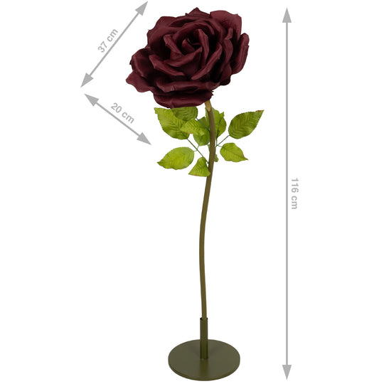 Trandafir artificial D37xH116 cm burgundy cu tulpina fara suport