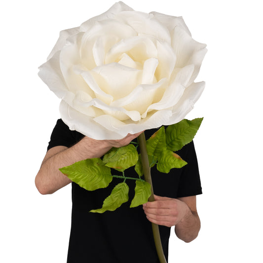 Trandafir artificial D37xH116 cm ivory cu tulpina fara suport