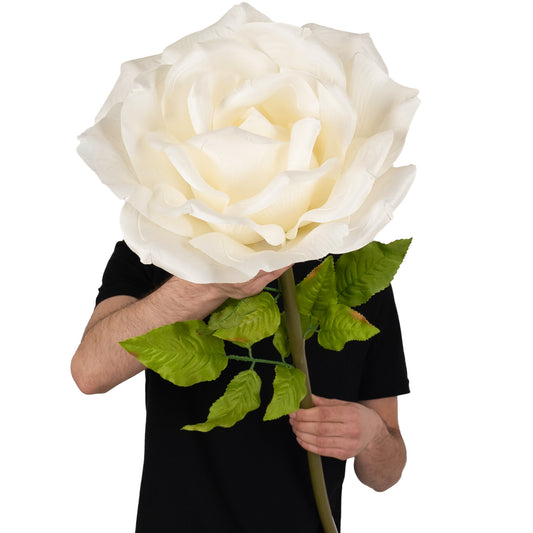 Trandafir artificial D37xH116 cm ivory cu tulpina fara suport