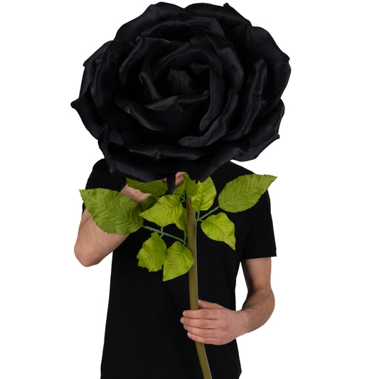 Trandafir artificial D37xH116 cm negru cu tulpina fara suport