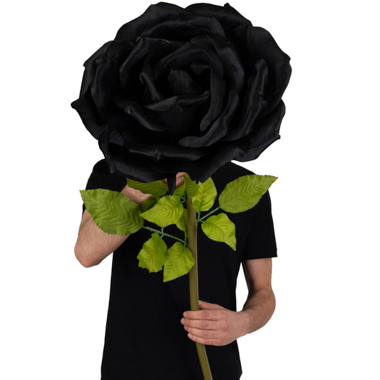 Trandafir artificial D37xH116 cm negru cu tulpina fara suport