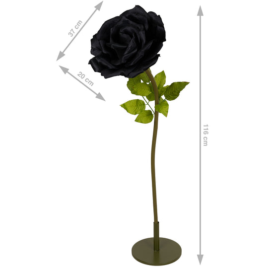 Trandafir artificial D37xH116 cm negru cu tulpina fara suport